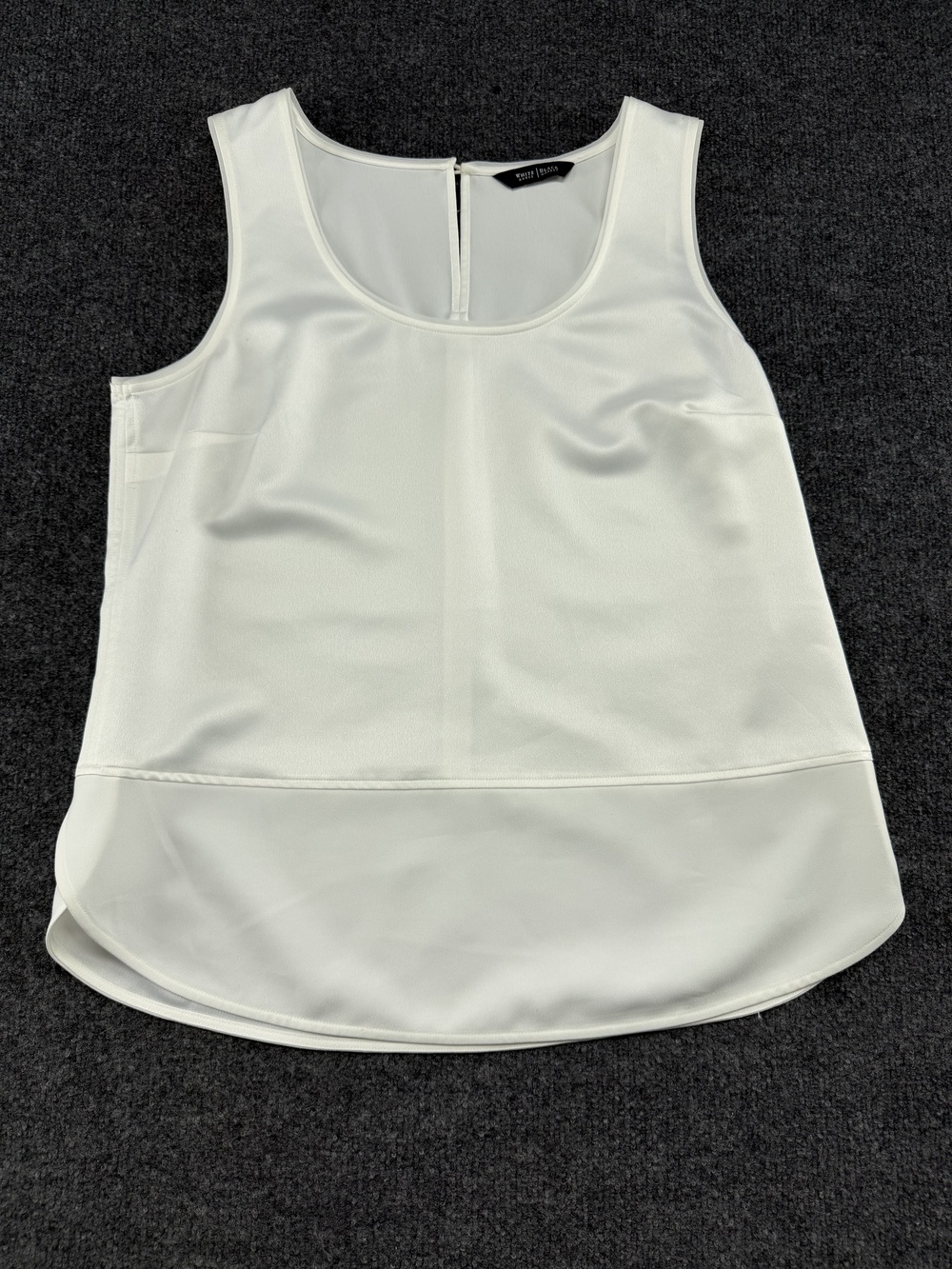 White House Black Market Tank Top Womens White Scoop Neck High Low Hem